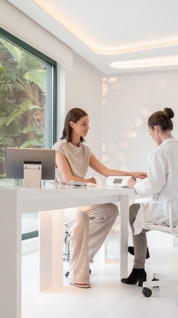 Sonographer performing a scan at a client's location
